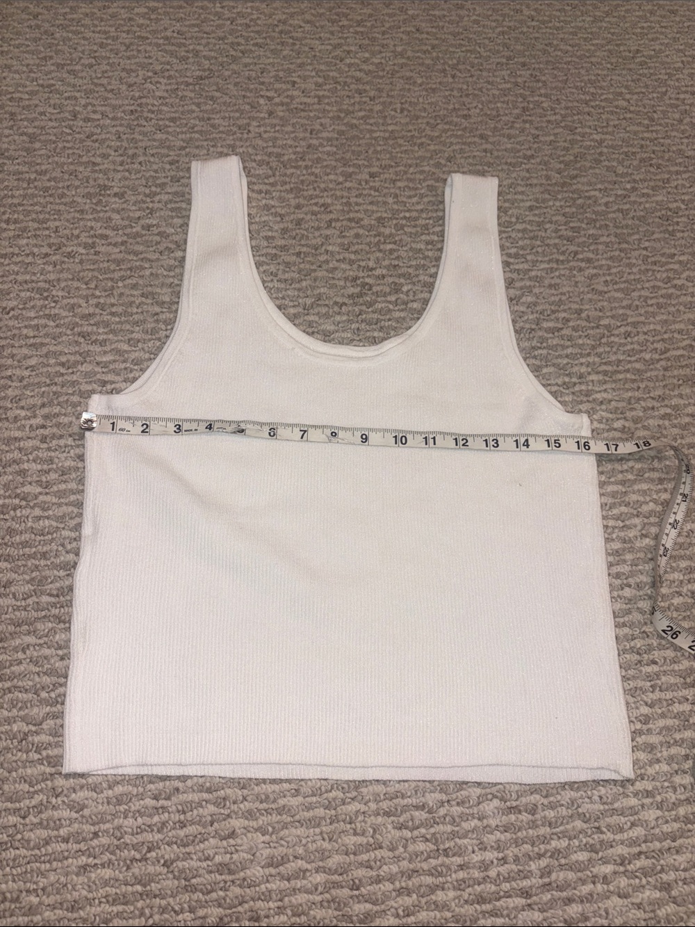 Women’s White Ribbed Tank Top - Classic Scoop Neck